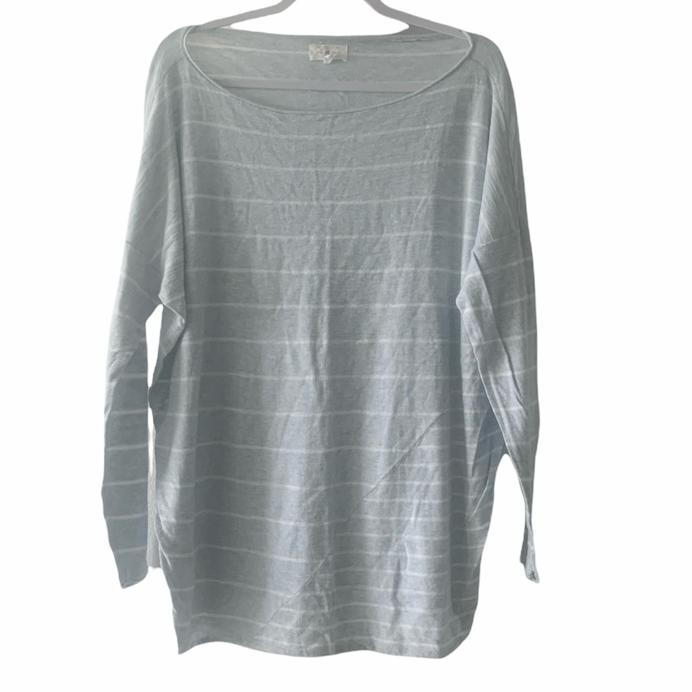 LOFT Lou & Grey Blue Striped Knit Pullover Sweater